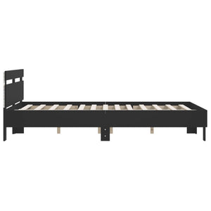 vidaXL Bed Frame with Headboard LED Light Black 140x200 cm