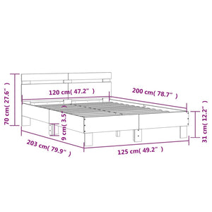 vidaXL Bed Frame with Headboard LED Light White 120x200 cm