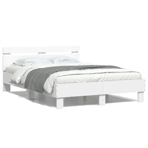 vidaXL Bed Frame with Headboard LED Light White 120x200 cm