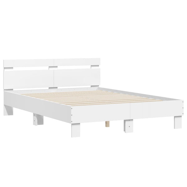 vidaXL Bed Frame with Headboard LED Light White 120x200 cm