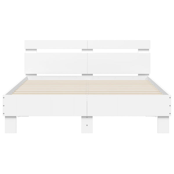 vidaXL Bed Frame with Headboard LED Light White 120x200 cm