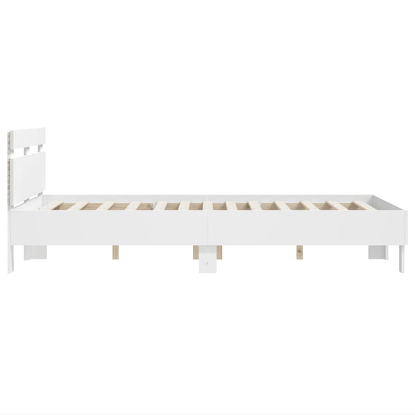 vidaXL Bed Frame with Headboard LED Light White 120x200 cm