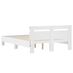 vidaXL Bed Frame with Headboard LED Light White 120x200 cm