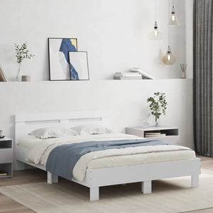 vidaXL Bed Frame with Headboard LED Light White 120x200 cm