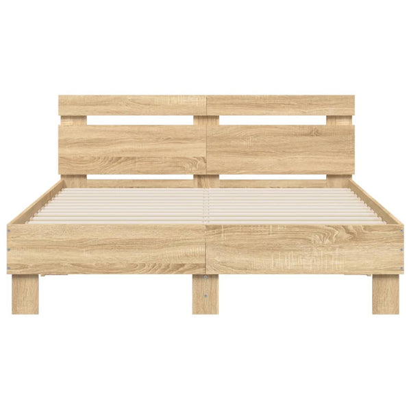 vidaXL Bed Frame with Headboard LED Lighting Sonoma Oak 120x200cm