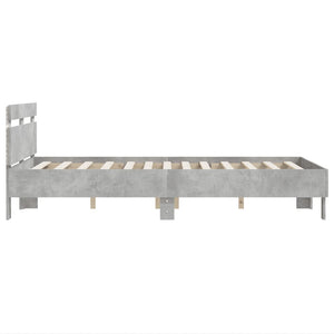 vidaXL Bed Frame with Headboard LED Lighting Concrete Gray 120x200 cm
