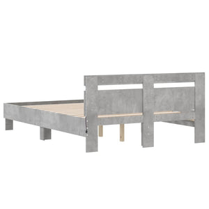 vidaXL Bed Frame with Headboard LED Lighting Concrete Gray 120x200 cm