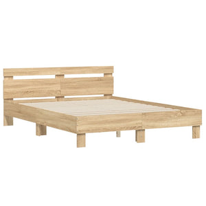 vidaXL Bed Frame with Headboard LED Lighting Sonoma Oak 140x190cm