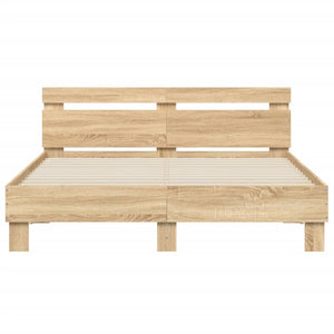 vidaXL Bed Frame with Headboard LED Lighting Sonoma Oak 140x190cm