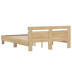 vidaXL Bed Frame with Headboard LED Lighting Sonoma Oak 140x190cm