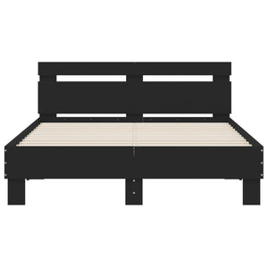 vidaXL Bed Frame with Headboard LED Light Black 135x190 cm