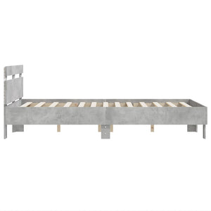 vidaXL Bed Frame with Headboard LED Concrete Gray 135x190 cm