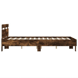 vidaXL Bed Frame with Headboard LED Lighting Smoked Oak 135x190cm