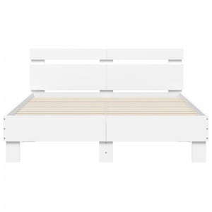 vidaXL Bed Frame with Headboard LED Lighting White 120x190 cm