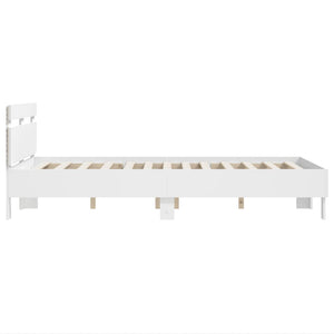 vidaXL Bed Frame with Headboard LED Lighting White 120x190 cm