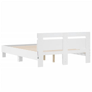 vidaXL Bed Frame with Headboard LED Lighting White 120x190 cm
