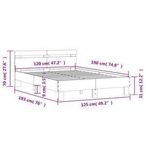 vidaXL Bed Frame with Headboard LED Lighting Black 120x190 cm