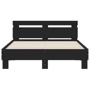 vidaXL Bed Frame with Headboard LED Lighting Black 120x190 cm
