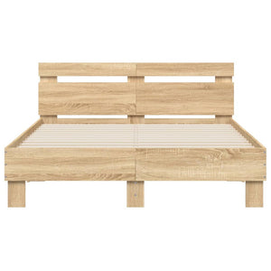 vidaXL Bed Frame with Headboard LED Lighting Sonoma Oak 120x190cm