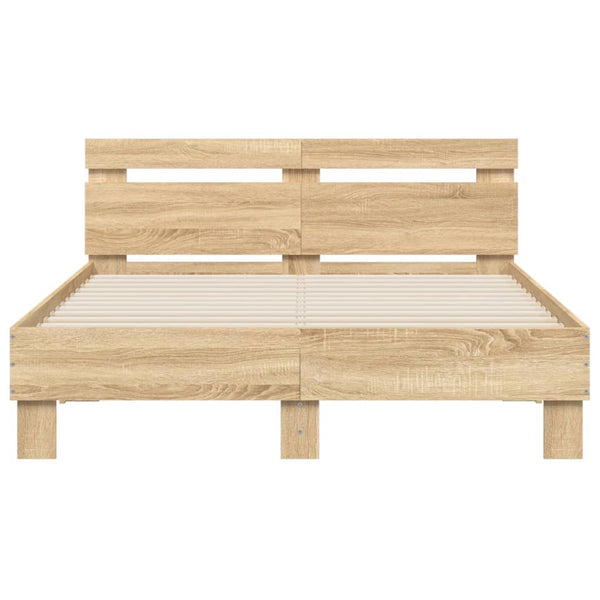 vidaXL Bed Frame with Headboard LED Lighting Sonoma Oak 120x190cm