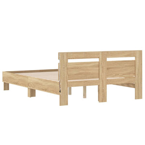 vidaXL Bed Frame with Headboard LED Lighting Sonoma Oak 120x190cm