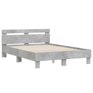 vidaXL Bed Frame with Headboard LED Lighting Concrete Gray 120x190 cm