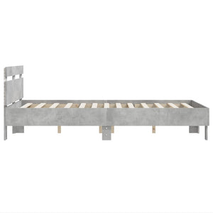 vidaXL Bed Frame with Headboard LED Lighting Concrete Gray 120x190 cm