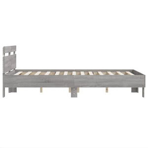 vidaXL Bed Frame with Headboard LED Lighting Gray Sonoma 120x190 cm