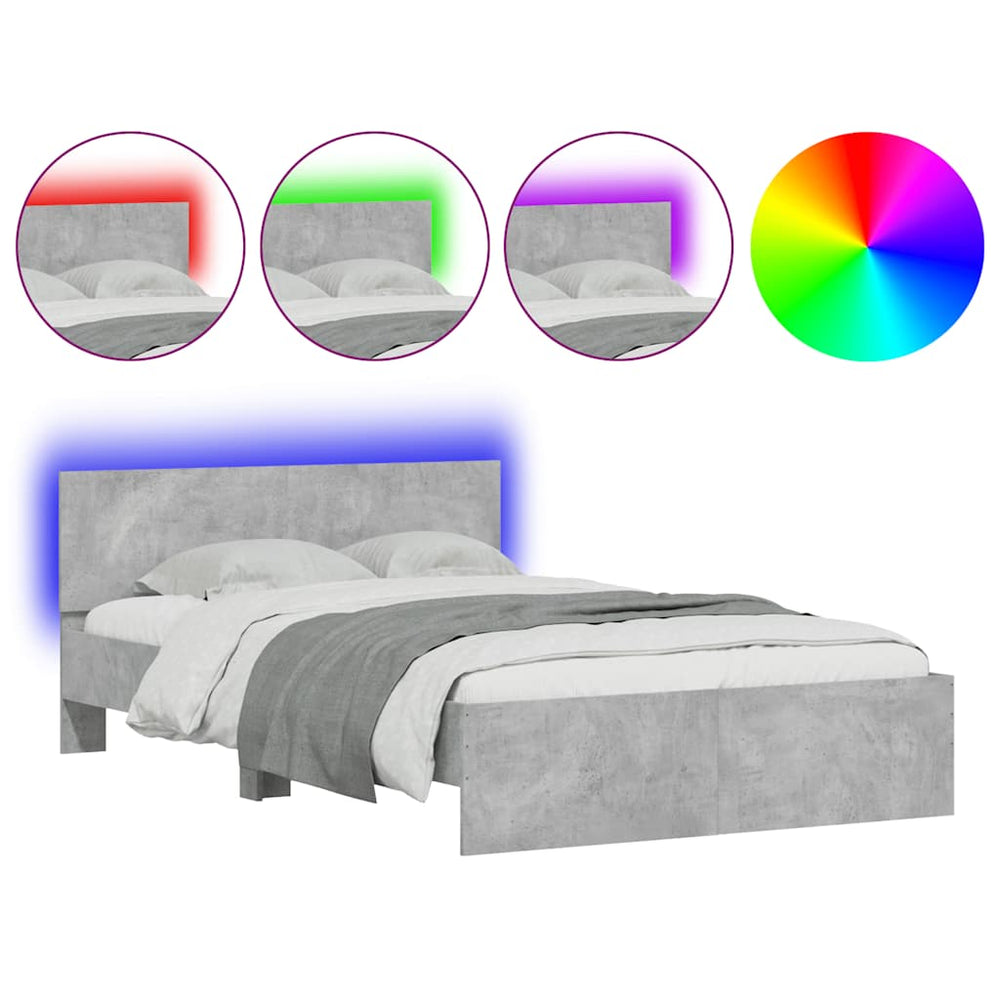 Bettgestell 140x190 cm mit LED Betongrau
