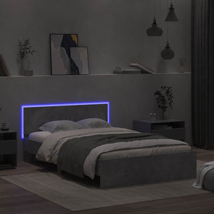 Bettgestell 140x190 cm mit LED Betongrau
