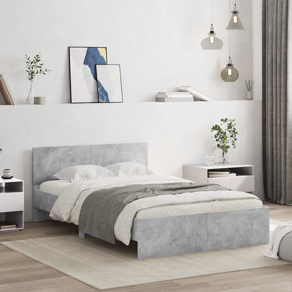 Bettgestell 140x190 cm mit LED Betongrau