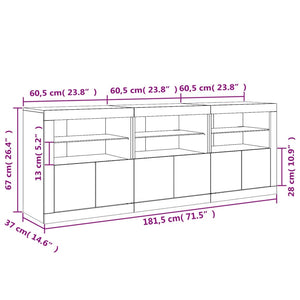 vidaXL Sideboard with LED Lights Sonoma Oak 181.5x37x67 cm