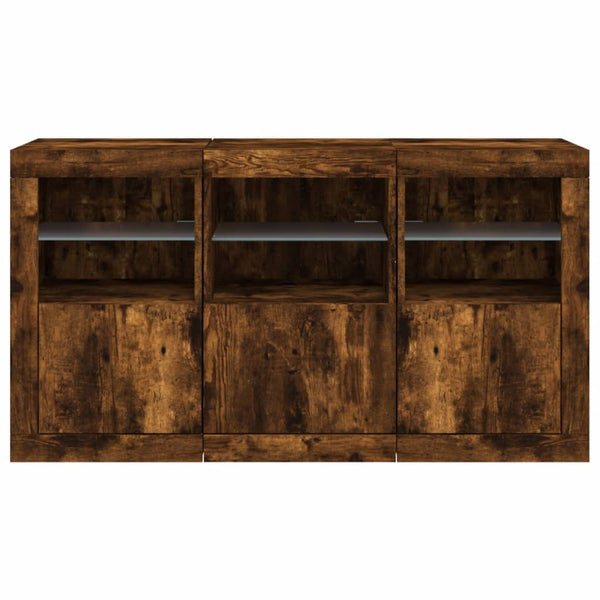 vidaXL Sideboard with LED Lights Smoked Oak 123x37x67 cm