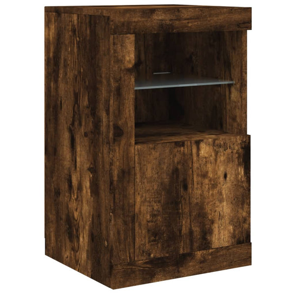 vidaXL Sideboard with LED Lights Smoked Oak 123x37x67 cm