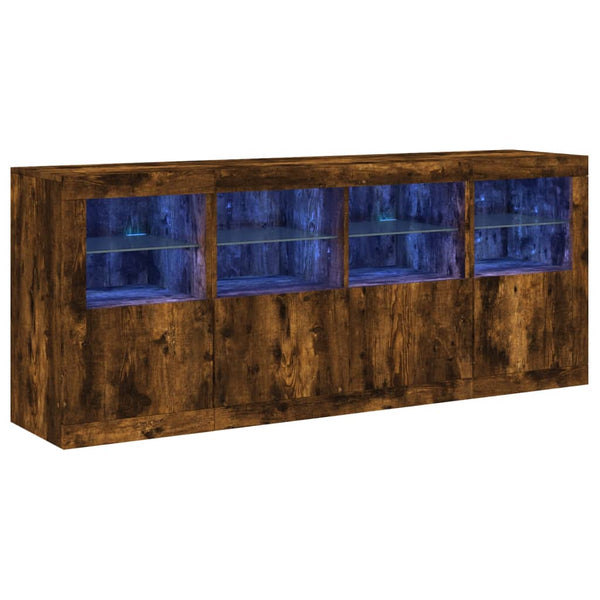 vidaXL Sideboard with LED Lights Smoked Oak 163x37x67 cm