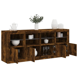 vidaXL Sideboard with LED Lights Smoked Oak 163x37x67 cm