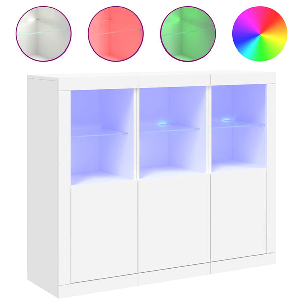 vidaXL Sideboards with LED Lights 3 pcs. White Engineered Wood