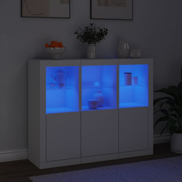 vidaXL Sideboards with LED Lights 3 pcs. White Engineered Wood