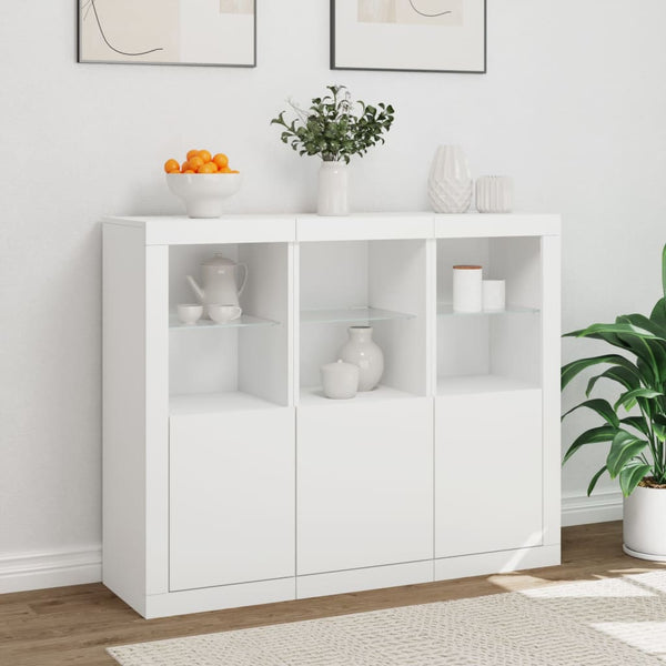 vidaXL Sideboards with LED Lights 3 pcs. White Engineered Wood