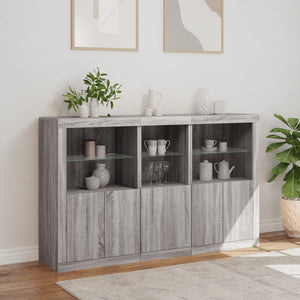 vidaXL Sideboard with LED Lights Sonoma Grey 162x37x100 cm