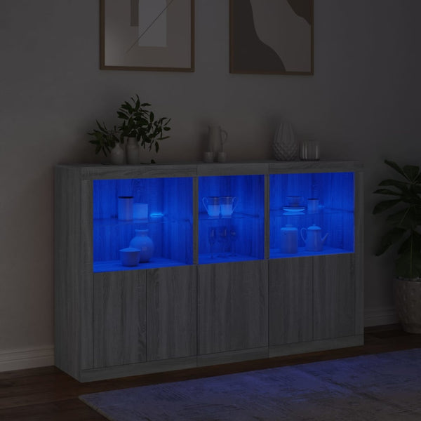 vidaXL Sideboard with LED Lights Sonoma Grey 162x37x100 cm