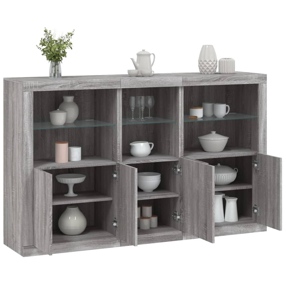 vidaXL Sideboard with LED Lights Sonoma Grey 162x37x100 cm