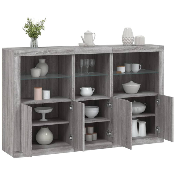 vidaXL Sideboard with LED Lights Sonoma Grey 162x37x100 cm