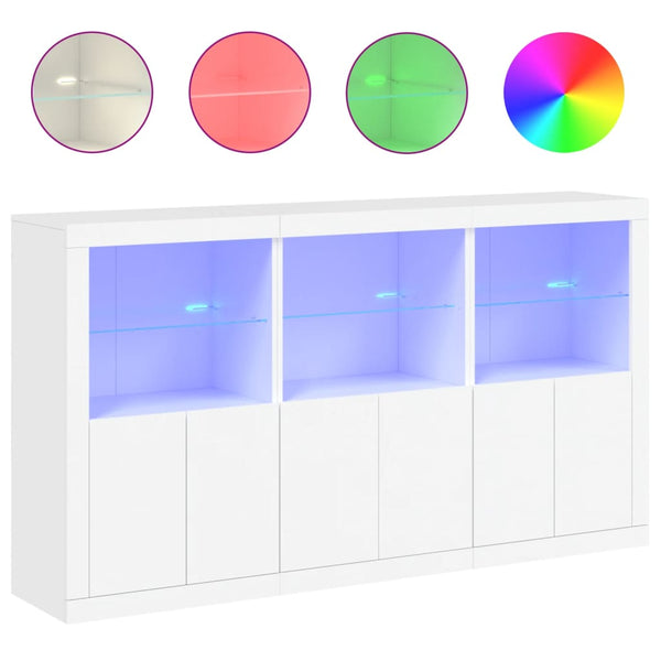 Sideboard mit LED-Leuchten, Weiß, 181,5 cm