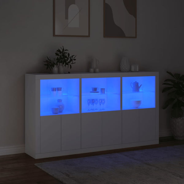 Sideboard mit LED-Leuchten, Weiß, 181,5 cm