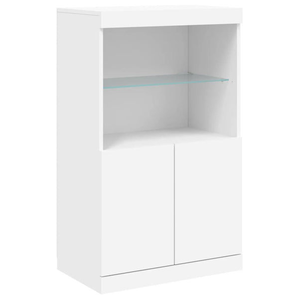 Sideboard mit LED-Leuchten, Weiß, 181,5 cm