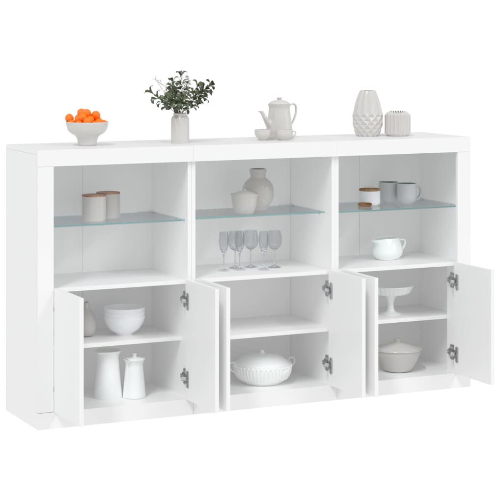 Sideboard mit LED-Leuchten, Weiß, 181,5 cm