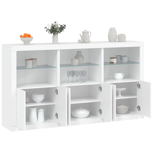 Sideboard mit LED-Leuchten, Weiß, 181,5 cm
