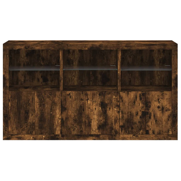 Sideboard mit LED-Leuchten, Räuchereiche, 181,5 cm