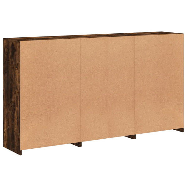 Sideboard mit LED-Leuchten, Räuchereiche, 181,5 cm